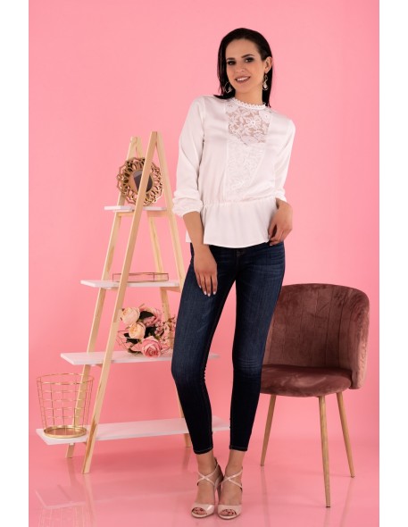 Iseara blouse women's with long sleeve white,...