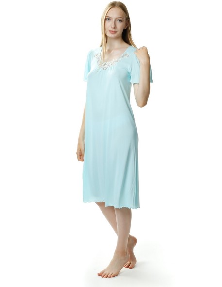 Koszula nocna damska z krótkim rękawem, Mewa 4112