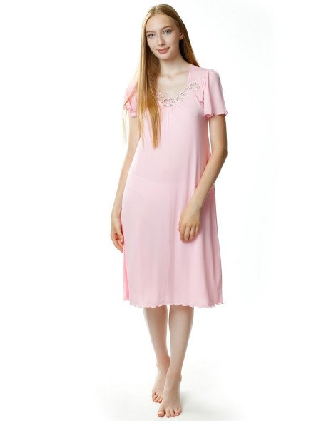 Koszula nocna damska z krótkim rękawem, Mewa 4112