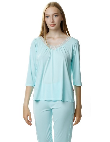 Pajamas with wiskozy women's 3/4 sleeve Mewa...
