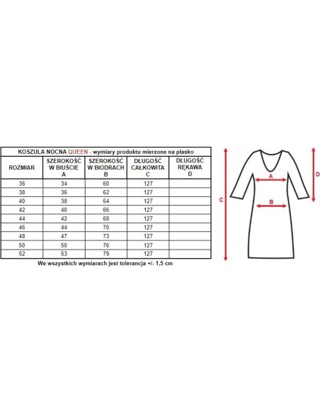 Długa koszula nocna rozkloszowana Mewa Queen 