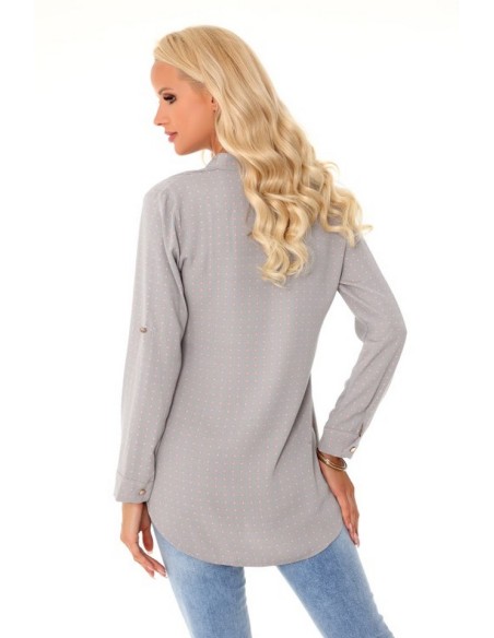 Verinn blouse women's polka dots long sleeves grey, Merribel 85295