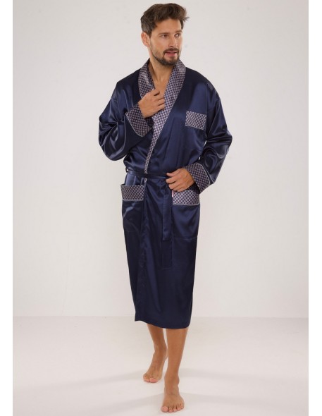 Bathrobe male satin with collar, De Lafense 940