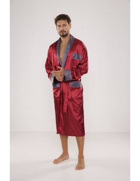 Bathrobe male satin with collar, De Lafense 940
