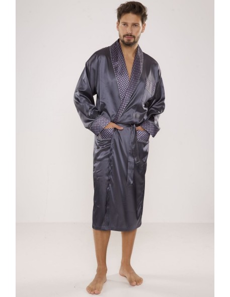 Bathrobe male satin with collar, De Lafense 940