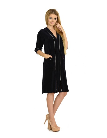 Welur bathrobe ladies' na zipper, De Lafense 974