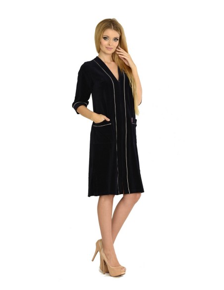Welur bathrobe ladies' na zipper, De Lafense 974