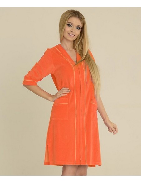 Welur szlafrok damski na zamek, De Lafense 974