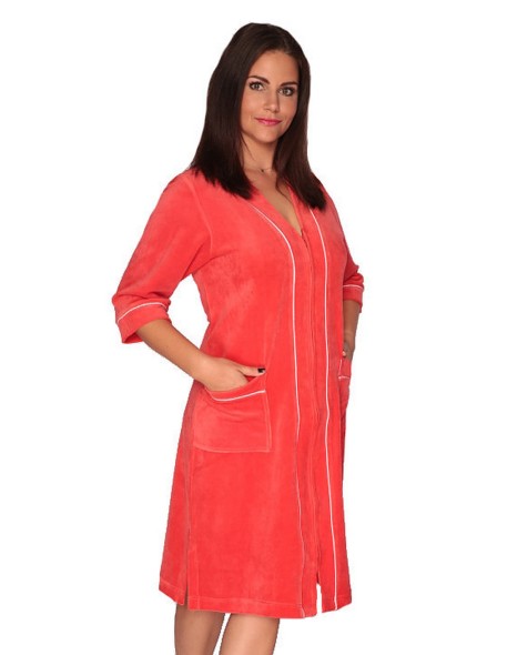 Welur bathrobe ladies' na zipper, De Lafense 974