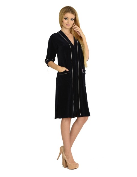 Welur bathrobe ladies' na zipper, De Lafense 974