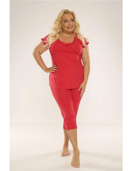Visa piżama damska krótki rękaw spodnie 3/4 3xl-4xl, De Lafense 889
